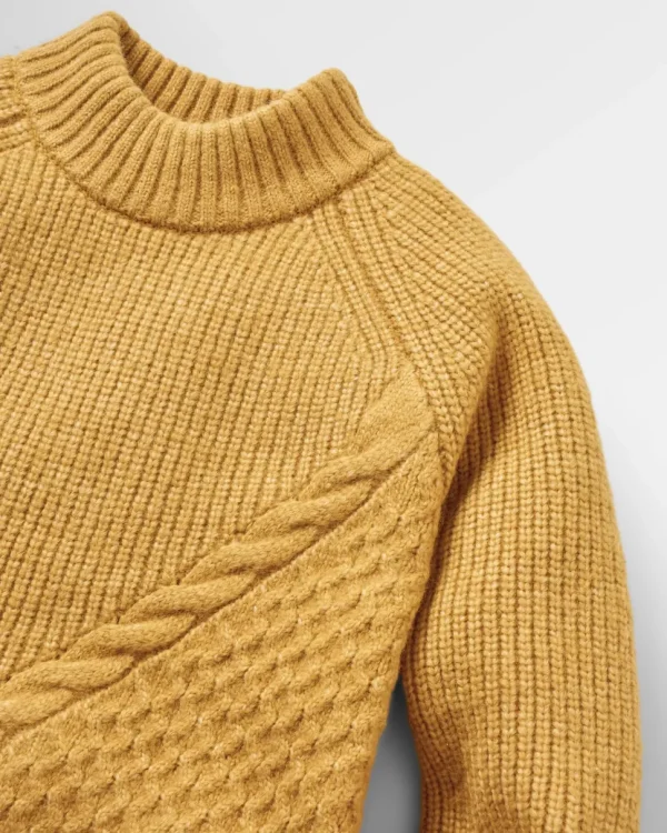 Hot Passenger Cozy Cable Recycled Knitted Jumper Mustard Gold
