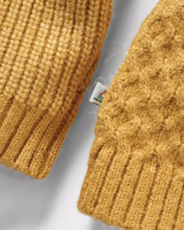 Hot Passenger Cozy Cable Recycled Knitted Jumper Mustard Gold