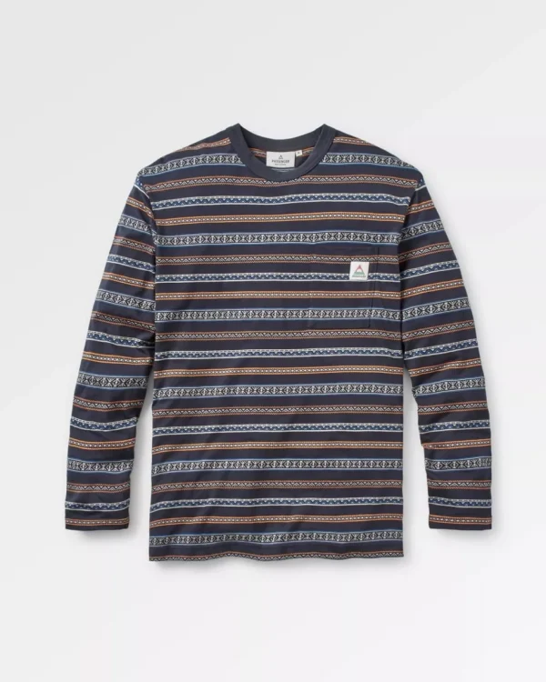 Online Passenger Crackle Organic Relaxed Fit LS T-Shirt Midnight Fairisle