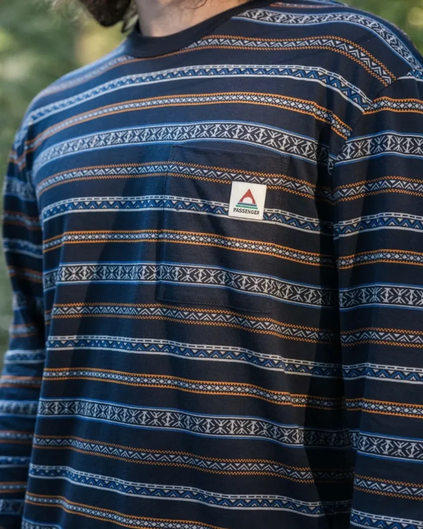 Online Passenger Crackle Organic Relaxed Fit LS T-Shirt Midnight Fairisle