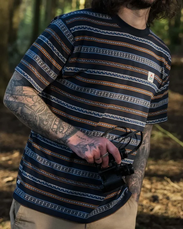 Store Floris van Bommel Crackle Organic Relaxed Fit T-Shirt Midnight Fairisle Stripe