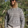 Cheap Passenger Cutback Fairisle Knitted Jumper Grey Marl