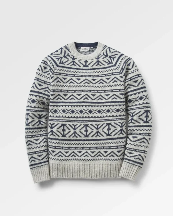 Cheap Passenger Cutback Fairisle Knitted Jumper Grey Marl