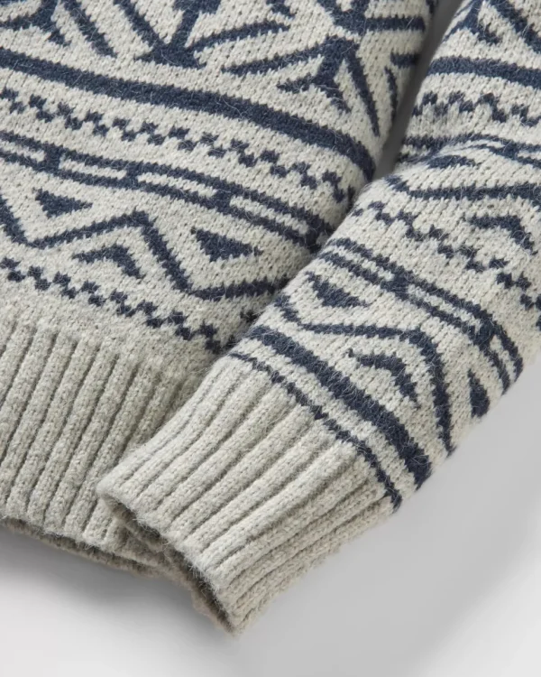 Cheap Passenger Cutback Fairisle Knitted Jumper Grey Marl
