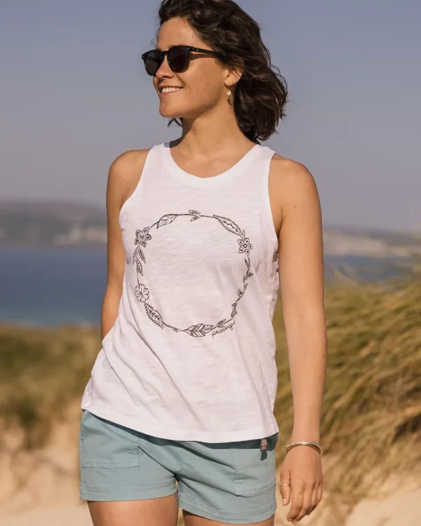 Fashion Passenger Daisy Chain Recycled Cotton Tank Top White