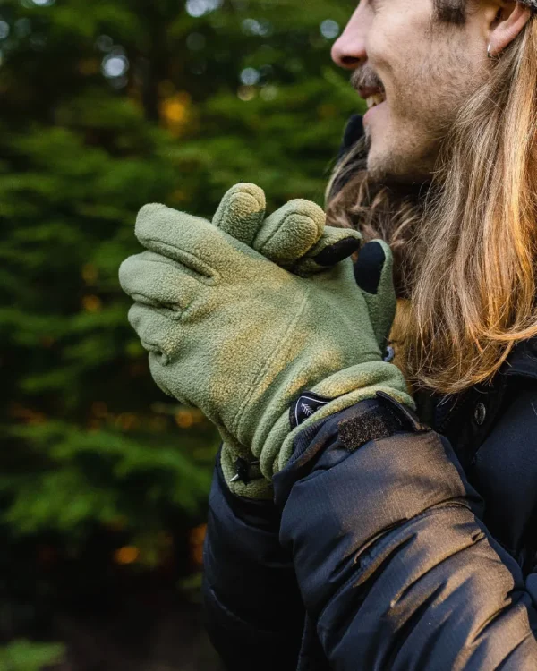 Fashion Passenger Daytrip Recycled Polar Fleece Touch Screen Gloves Khaki