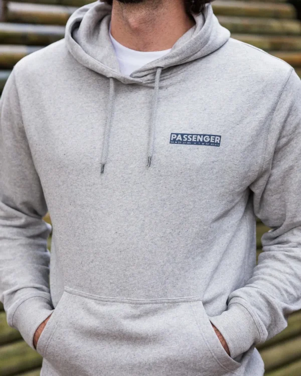 Clearance Passenger Distance Organic Cotton Hoodie Grey Marl