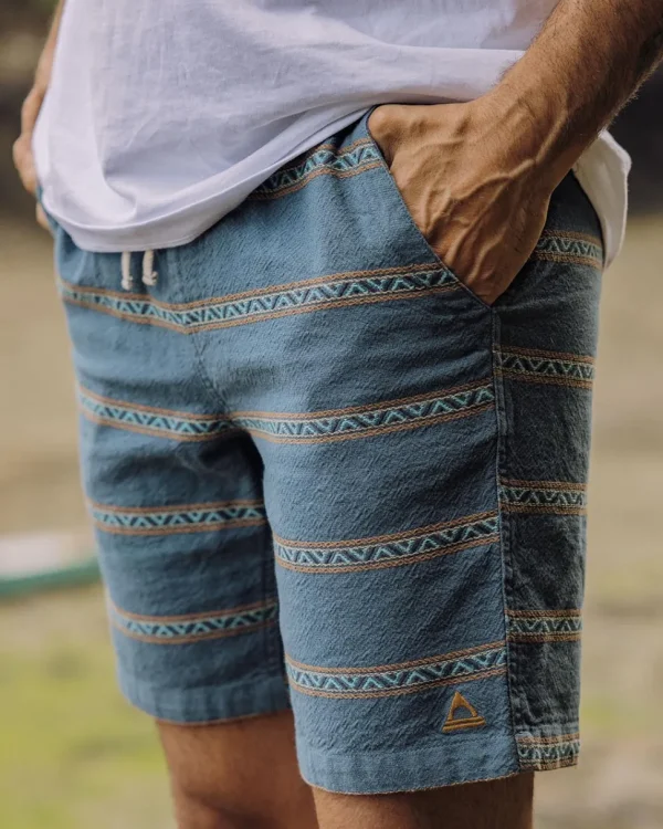 Fashion Floris van Bommel Drifter Organic Cotton Jacquard Short Mediterranean Geo Stripe