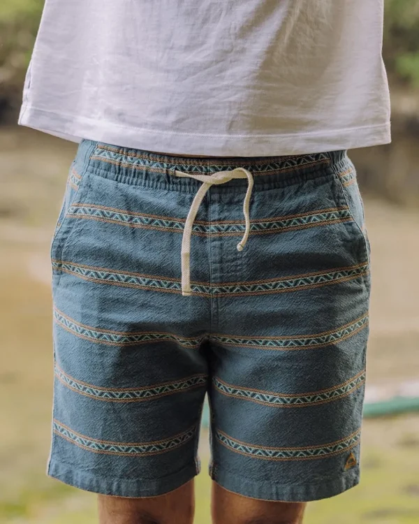 Fashion Floris van Bommel Drifter Organic Cotton Jacquard Short Mediterranean Geo Stripe