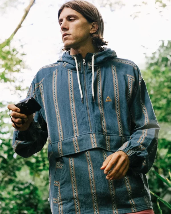 Best Sale Passenger Dune 1/2 Zip Organic Cotton Hoodie Mediterranean Geo Stripe