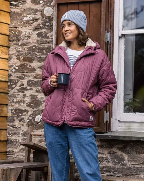 Clearance Passenger Earthy Recycled Sherpa Lined Insulated Jacket Crushed Berry