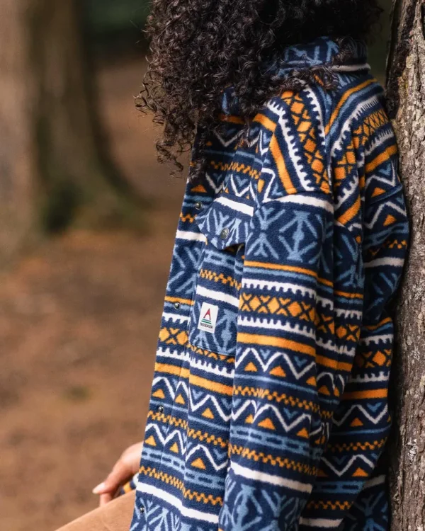 Fashion Passenger East Recycled Polar Oversized Shirt Homespun Stripe Navy