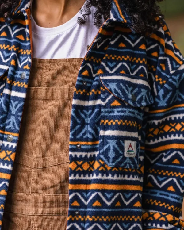 Fashion Passenger East Recycled Polar Oversized Shirt Homespun Stripe Navy