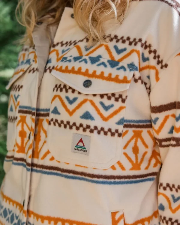 Best Sale Passenger East Recycled Polar Oversized Shirt Homespun Stripe Sunrise Orange