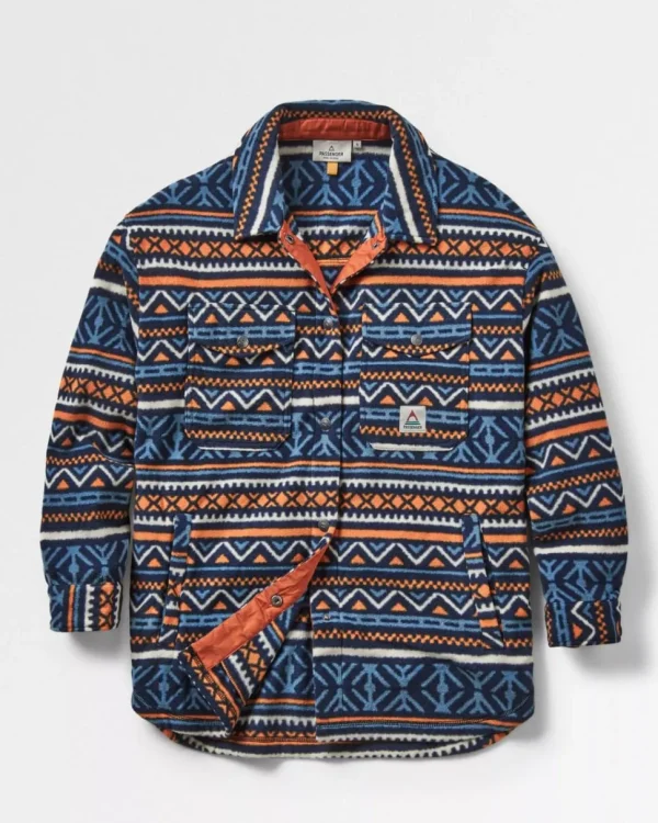 Fashion Passenger East Recycled Polar Oversized Shirt Homespun Stripe Navy
