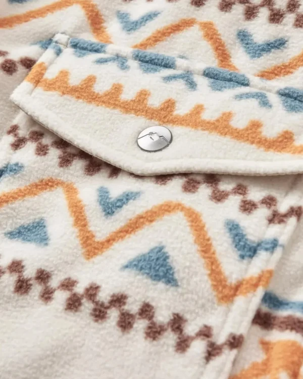 Best Sale Passenger East Recycled Polar Oversized Shirt Homespun Stripe Sunrise Orange