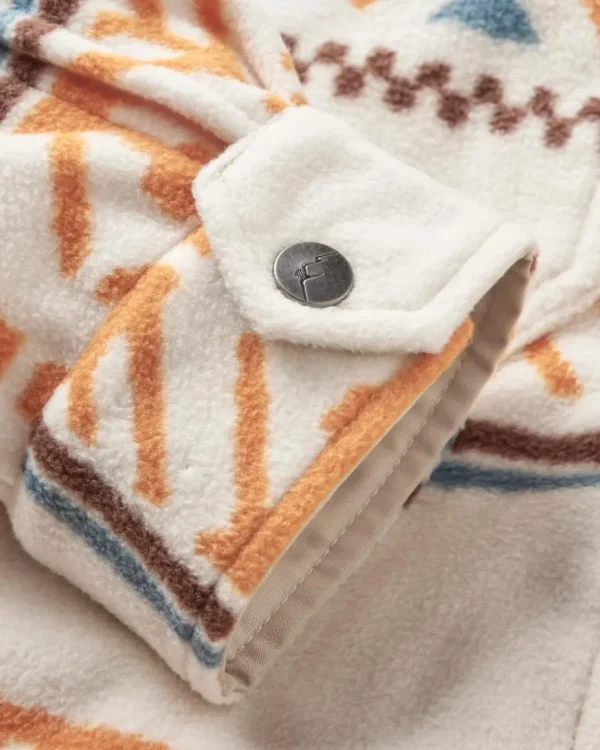 Best Sale Passenger East Recycled Polar Oversized Shirt Homespun Stripe Sunrise Orange