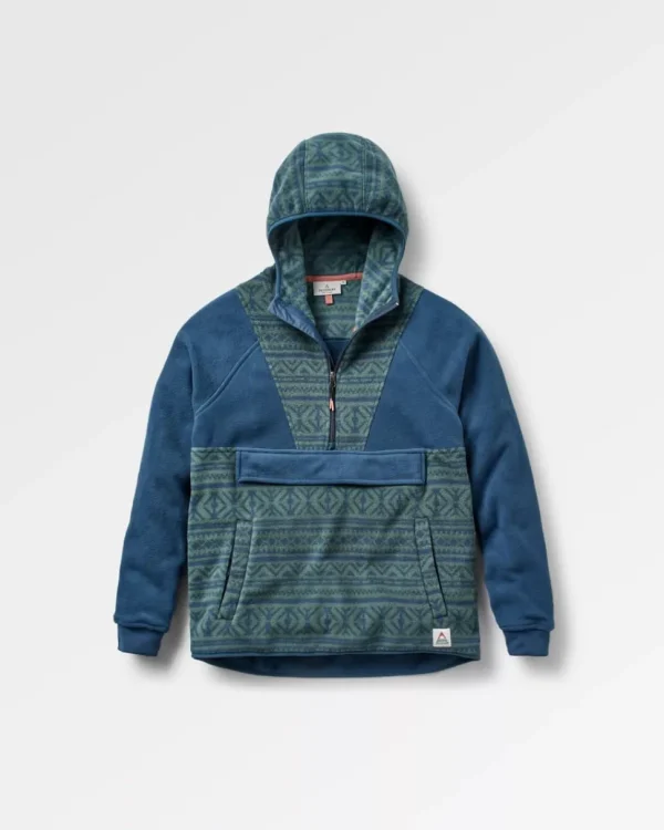 Online Passenger Edge Hooded 1/2 Zip Polar Fleece Nordic Geo Deep Ocean