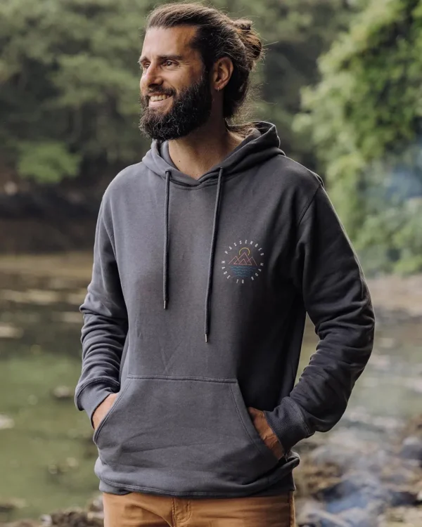 Online Passenger Escapism Recycled Cotton Hoodie Faded Black