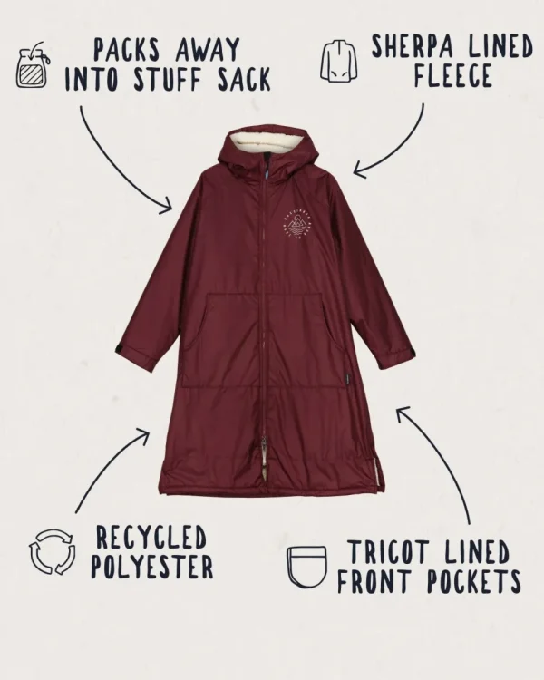 Clearance Passenger Escapism Recycled Sherpa Lined Changing Robe Windsor Wine