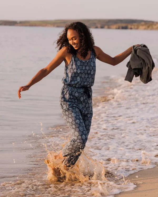 Shop Passenger Eva Recycled Cotton Jumpsuit Tile Dark Denim