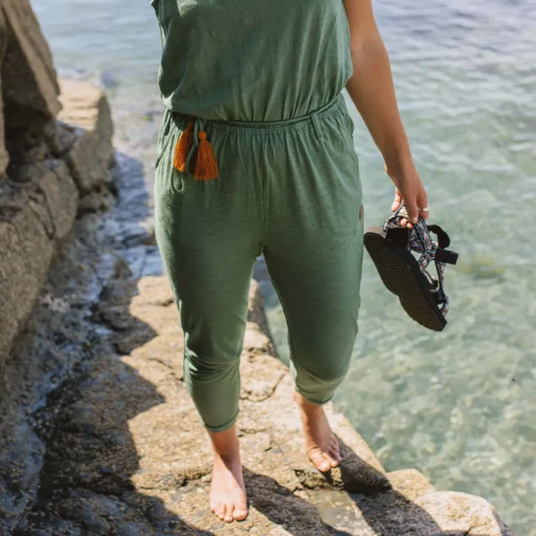 New Passenger Eva Recycled Cotton Jumpsuit Dark Ivy