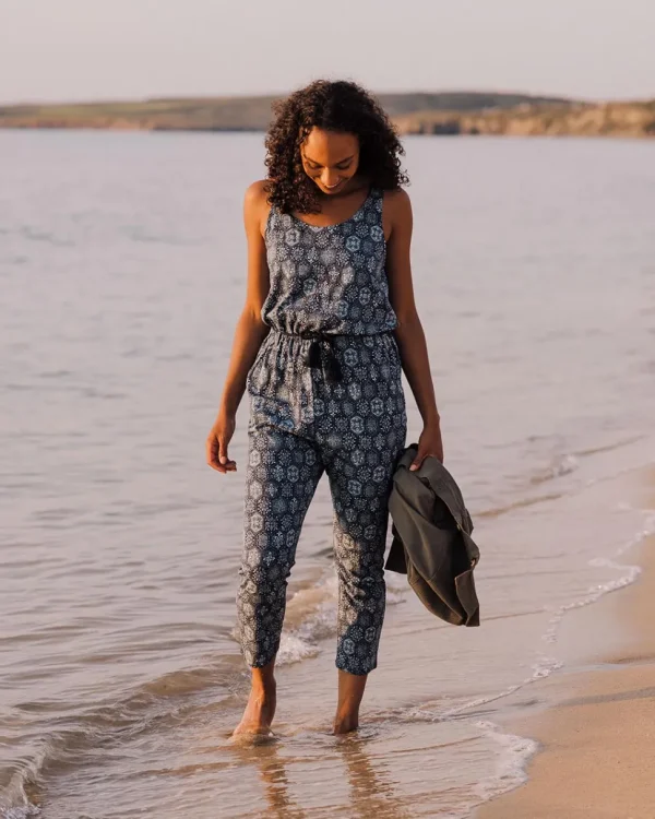 Shop Passenger Eva Recycled Cotton Jumpsuit Tile Dark Denim