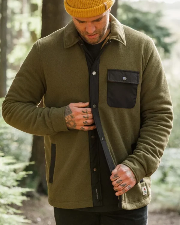 Cheap Passenger Firelight Sherpa Lined Overshirt Khaki