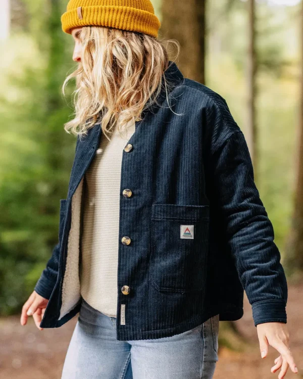 Clearance Passenger Flint Recycled Cord Overshirt Deep Navy