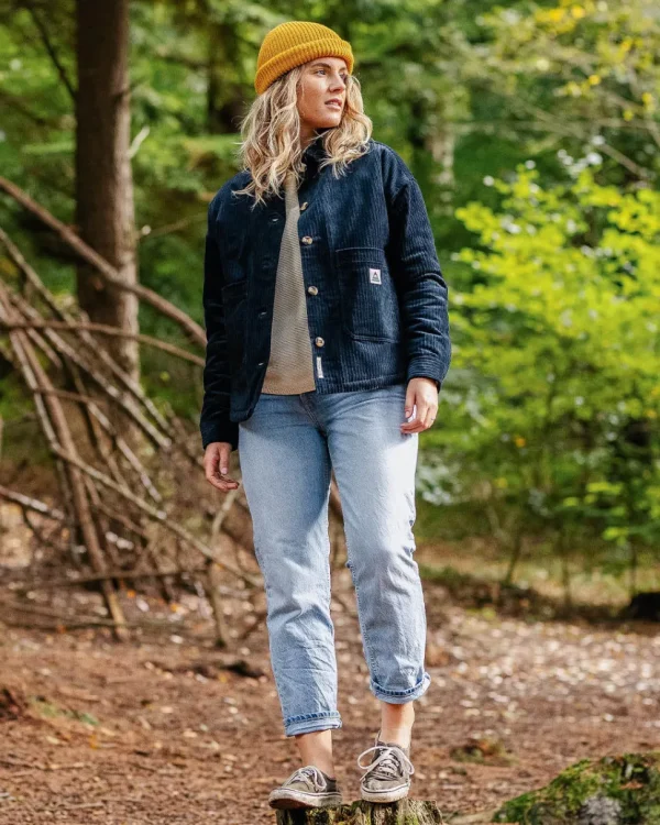 Clearance Passenger Flint Recycled Cord Overshirt Deep Navy