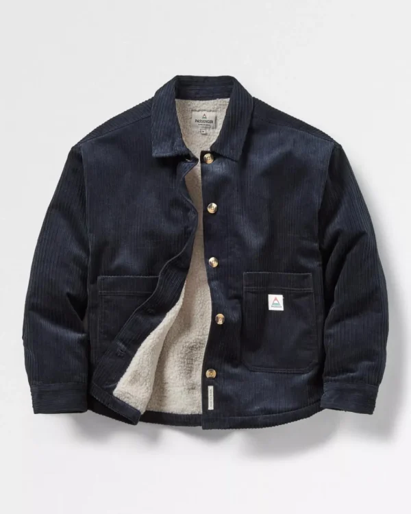 Clearance Passenger Flint Recycled Cord Overshirt Deep Navy
