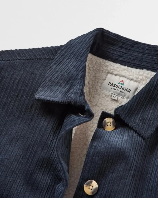 Clearance Passenger Flint Recycled Cord Overshirt Deep Navy