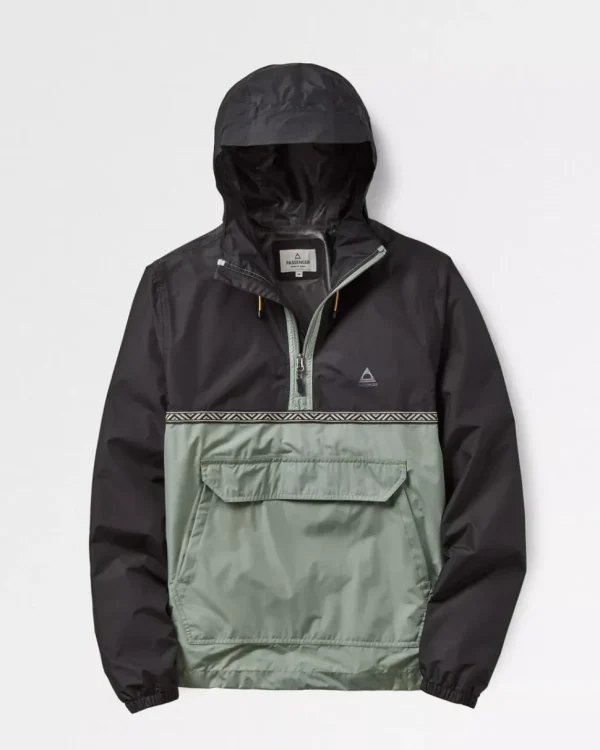 Discount Passenger Flow 1/2 Zip Recycled Water Resistant Jacket True Black/Pistachio