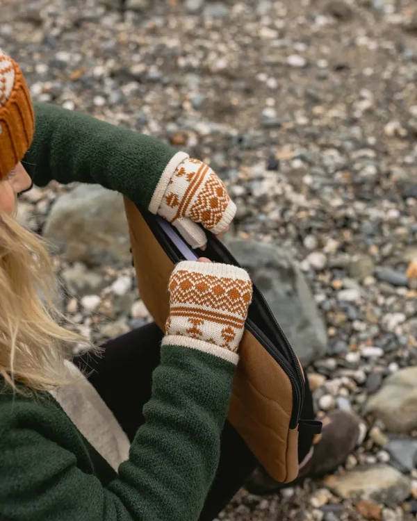 Flash Sale Passenger Flurry Recycled Fleece Lined Fingerless Mittens Glazed Ginger