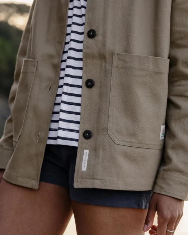 Outlet Passenger Forrest Organic Cotton Oversized Twill Overshirt Biscuit