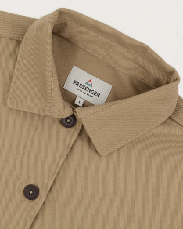 Outlet Passenger Forrest Organic Cotton Oversized Twill Overshirt Biscuit