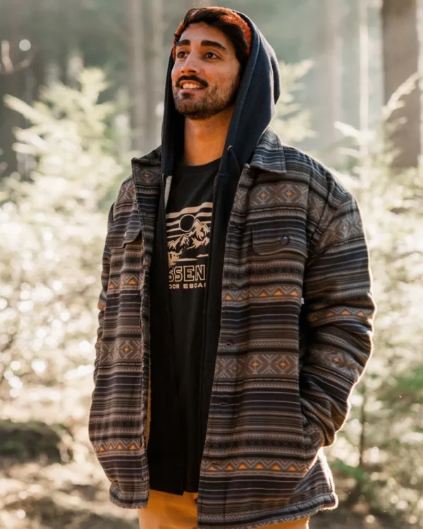 New Passenger Freestyle Sherpa Lined Overshirt Faded Black