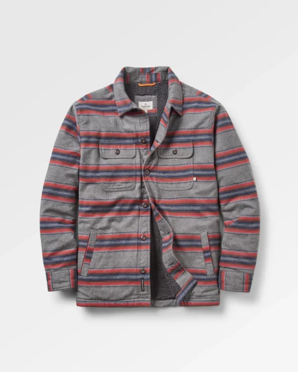 Online Passenger Freestyle Sherpa-Lined Overshirt Grey Marl Stripe