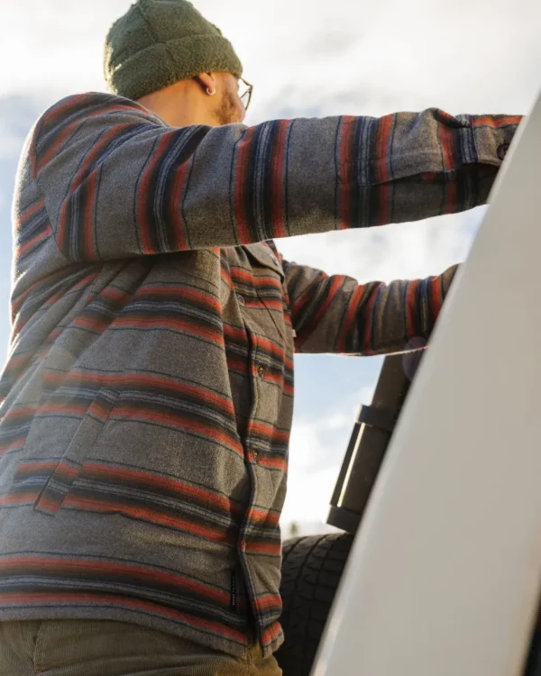 Online Passenger Freestyle Sherpa-Lined Overshirt Grey Marl Stripe