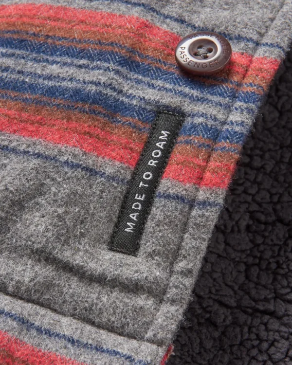 Online Passenger Freestyle Sherpa-Lined Overshirt Grey Marl Stripe