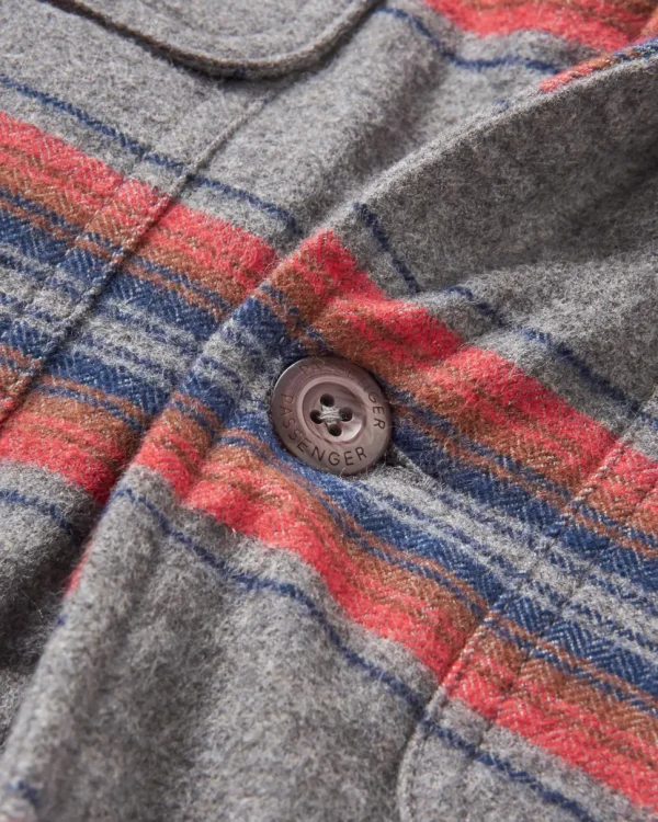 Online Passenger Freestyle Sherpa-Lined Overshirt Grey Marl Stripe