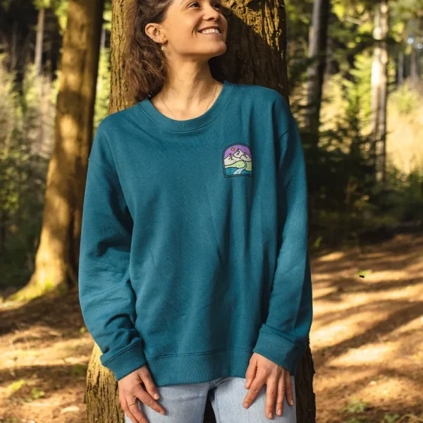 Online Passenger Friday Collective Recycled Cotton Oversized Sweatshirt Blue Coral