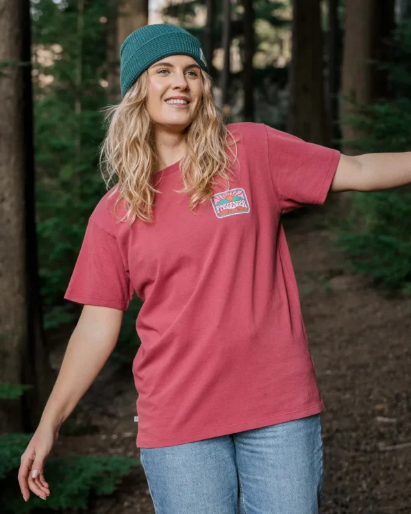 Shop Passenger Golden Hour Recycled Cotton Oversized T-Shirt Earth Red