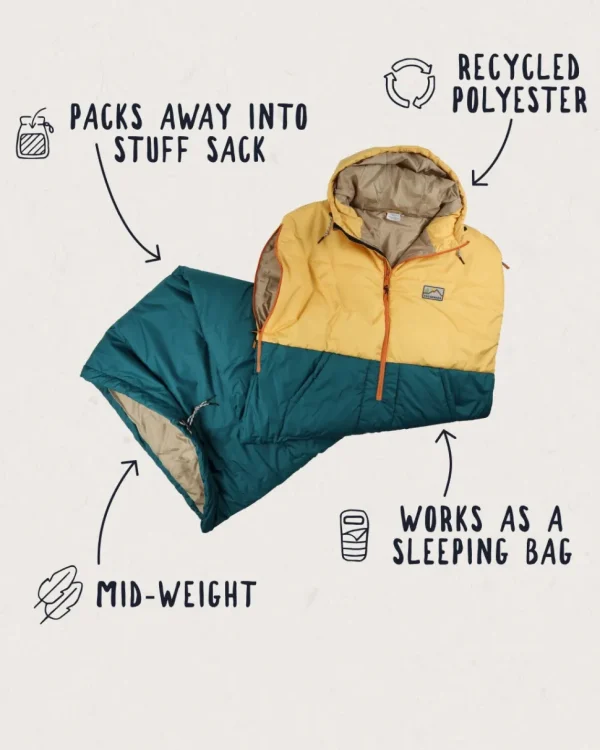 Sale Passenger Good Times Recycled Sleep Sack Ochre Yellow/ Storm Green