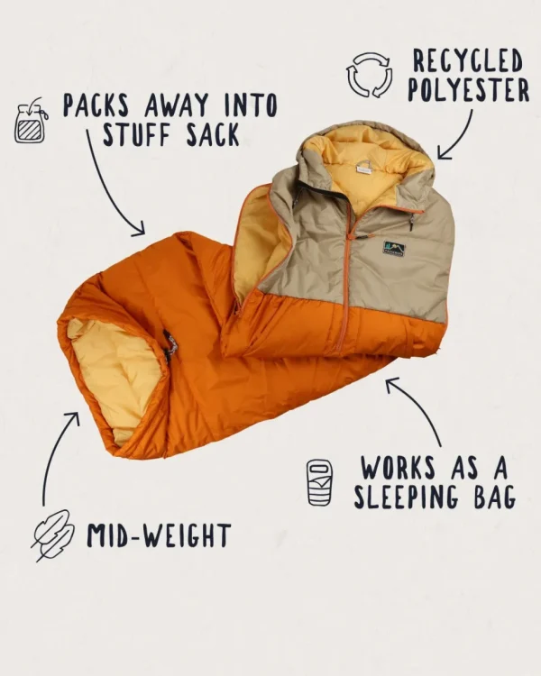 Online Floris van Bommel Good Times Recycled Sleep Sack Chinchilla Brown/ Sunrise Orange