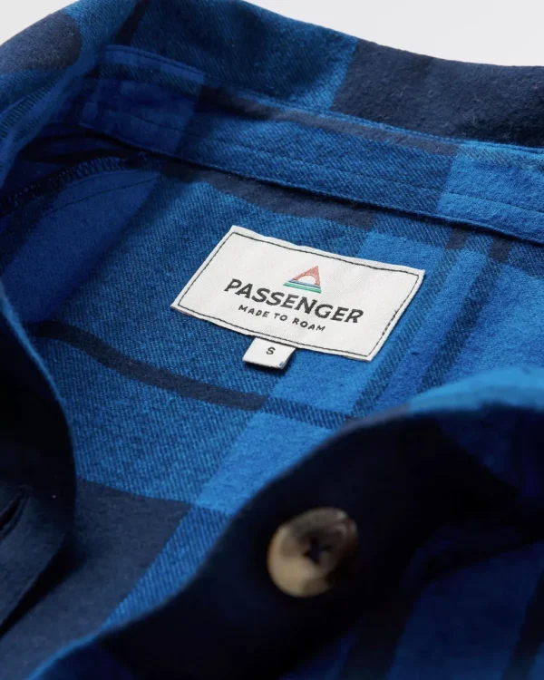 Cheap Passenger Harmony Organic Cotton Check Shirt True Blue