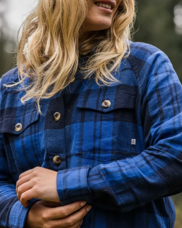 Cheap Passenger Harmony Organic Cotton Check Shirt True Blue