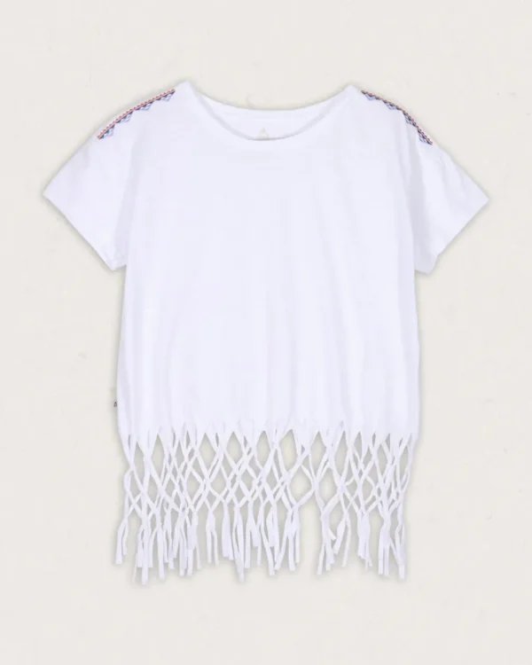 Store Passenger Henna Recycled Cotton Tassel T-Shirt White