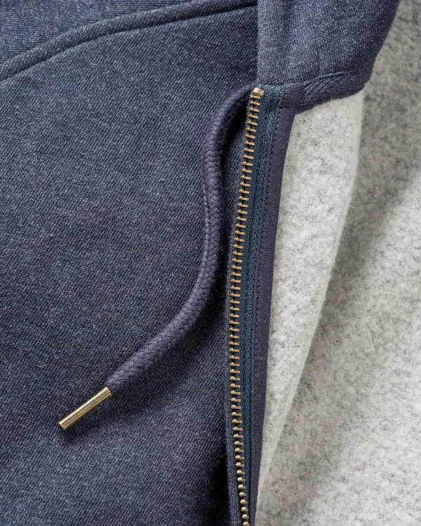Store Passenger Heritage Full Zip Organic Cotton Hoodie Deep Navy Marl