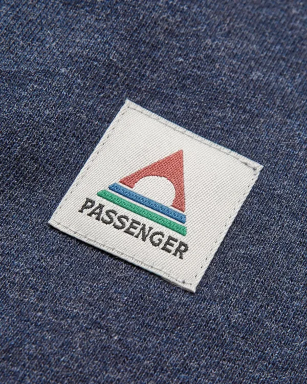 Store Passenger Heritage Full Zip Organic Cotton Hoodie Deep Navy Marl